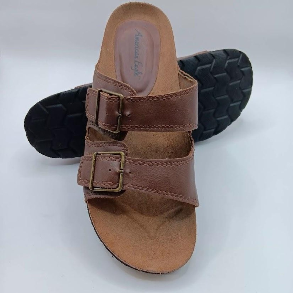 American Eagle Shoes Womens Size 7.5 Double Strap Slip On Sandals Buckle Comfort - Picture 5 of 8